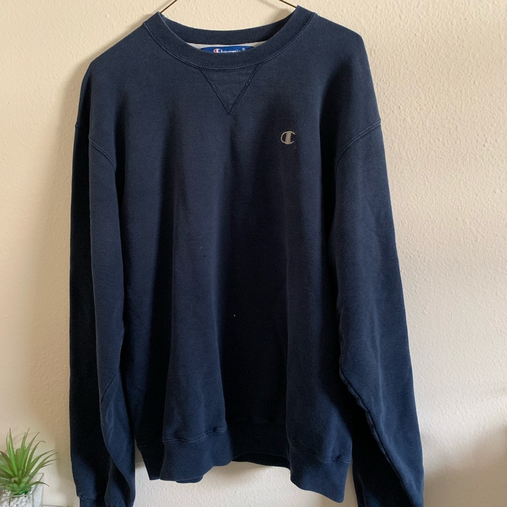 Washed Dark Blue Champion Crewneck